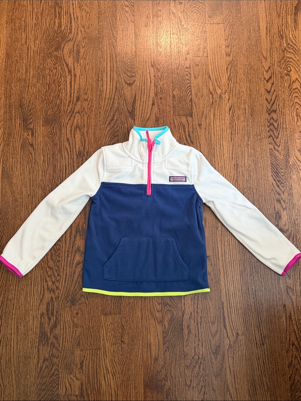 vineyard vines Kids Colorblock Fleece Pullover - Navy & White